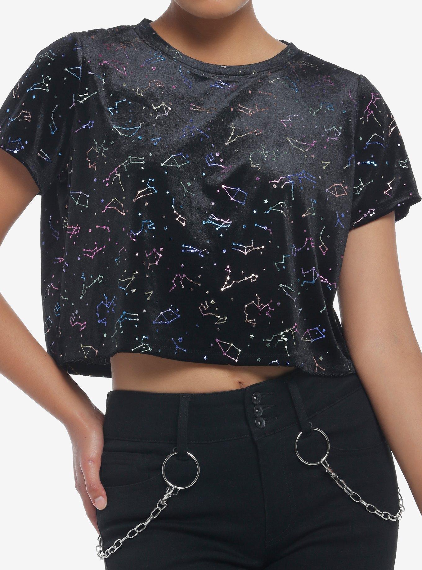 Constellations Velvet Crop T-Shirt, MULTI, hi-res
