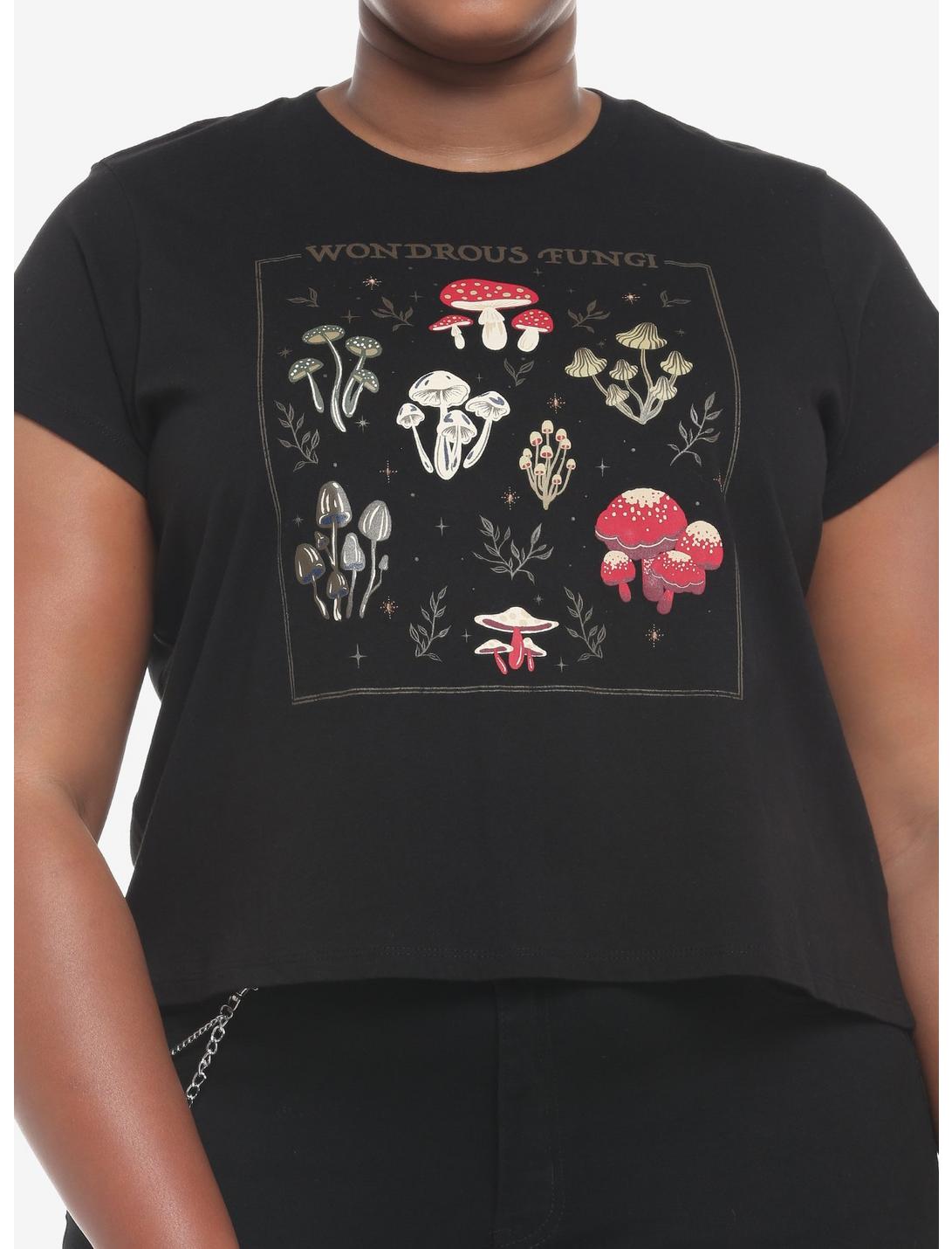 Dark Fungi Cottagecore Crop Girls T-Shirt Plus Size, MULTI, hi-res