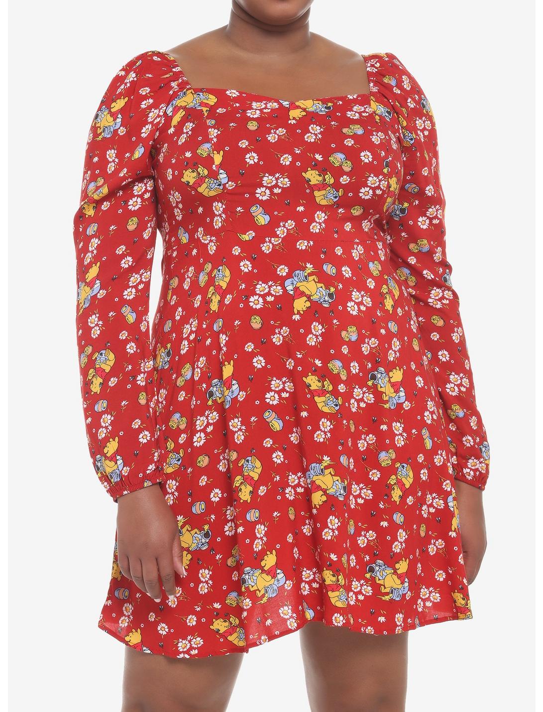 Disney Winnie The Pooh Floral Long-Sleeve Dress Plus Size, MULTI, hi-res