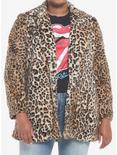 Leopard Faux Fur Coat Plus Size, MULTI, hi-res