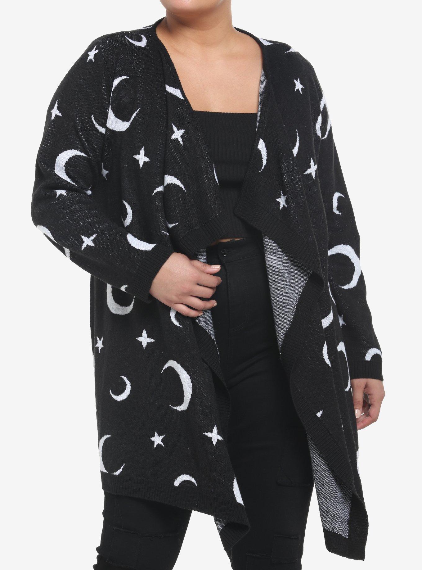 Moons & Stars Open Cardigan Plus Size, MULTI, hi-res
