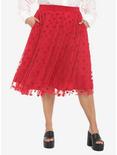 Her Universe Disney Mickey Mouse Red Mesh Midi Skirt Plus Size, RED, hi-res