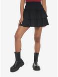 Black Ruffles Tiered Mini Skirt, BLACK, hi-res