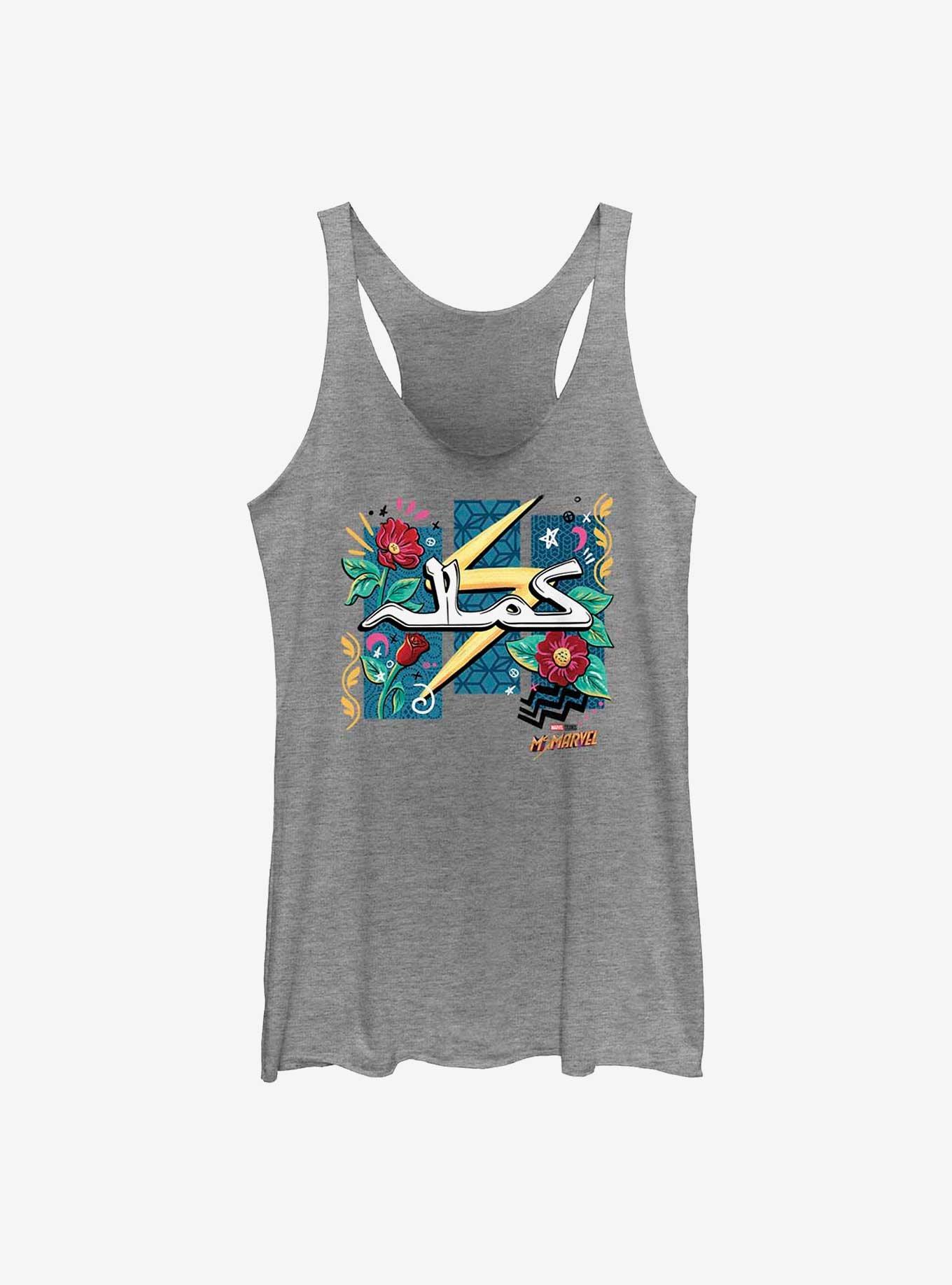 Marvel Ms. Marvel Flowers and Bolt Tank Top, GRAY HTR, hi-res