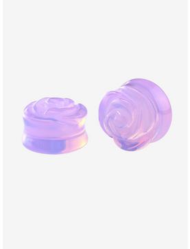 Plus Size Glass Lavender Rose Plug 2 Pack, , hi-res