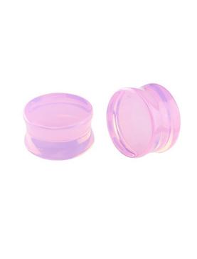 Plus Size Glass Bubblegum Pink Opalite Plug 2 Pack, , hi-res