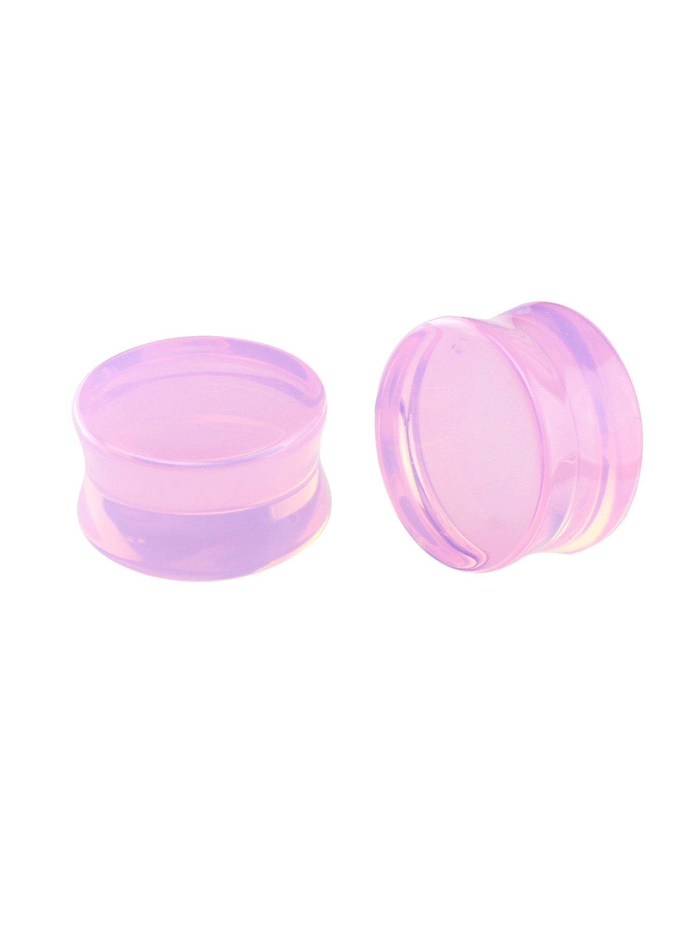Glass Bubblegum Pink Opalite Plug 2 Pack, PINK, hi-res
