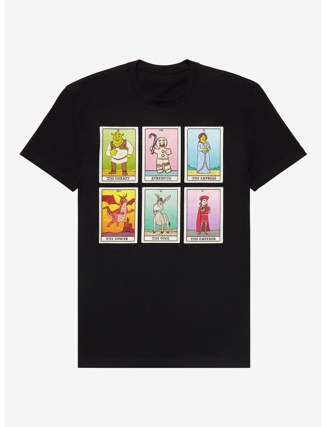 Shrek Characters Tarot Cards T-Shirt - BoxLunch Exclusive, BLACK, hi-res