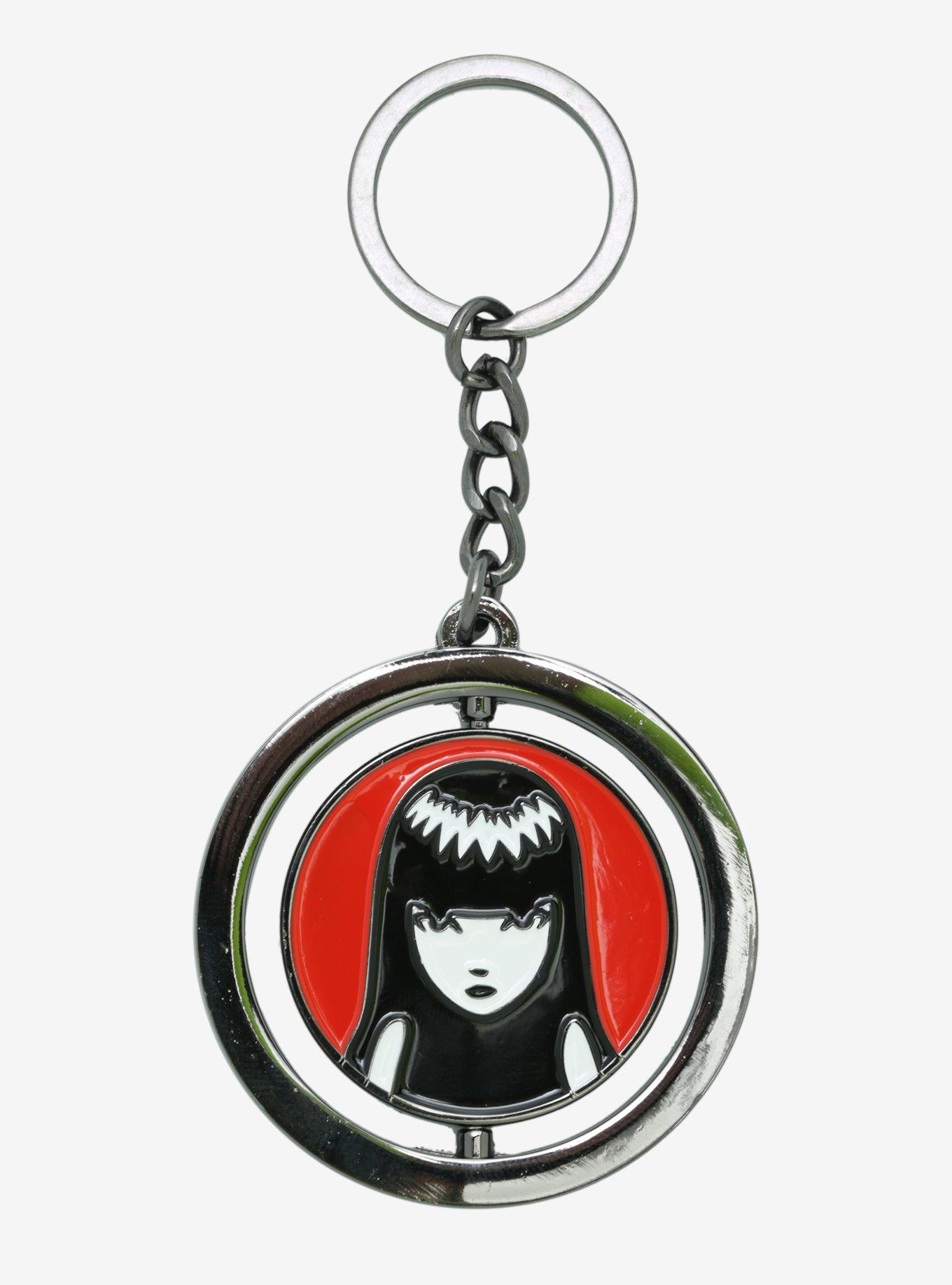 Emily The Strange Spinning Enamel Key Chain, , hi-res