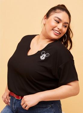 Her Universe Disney Mickey Mouse Ribbed V-Neck Top Plus Size