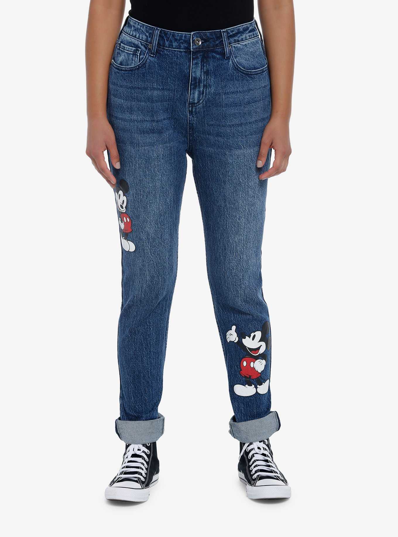Her Universe Disney Mickey Mouse Dark Wash Mom Jeans, , hi-res