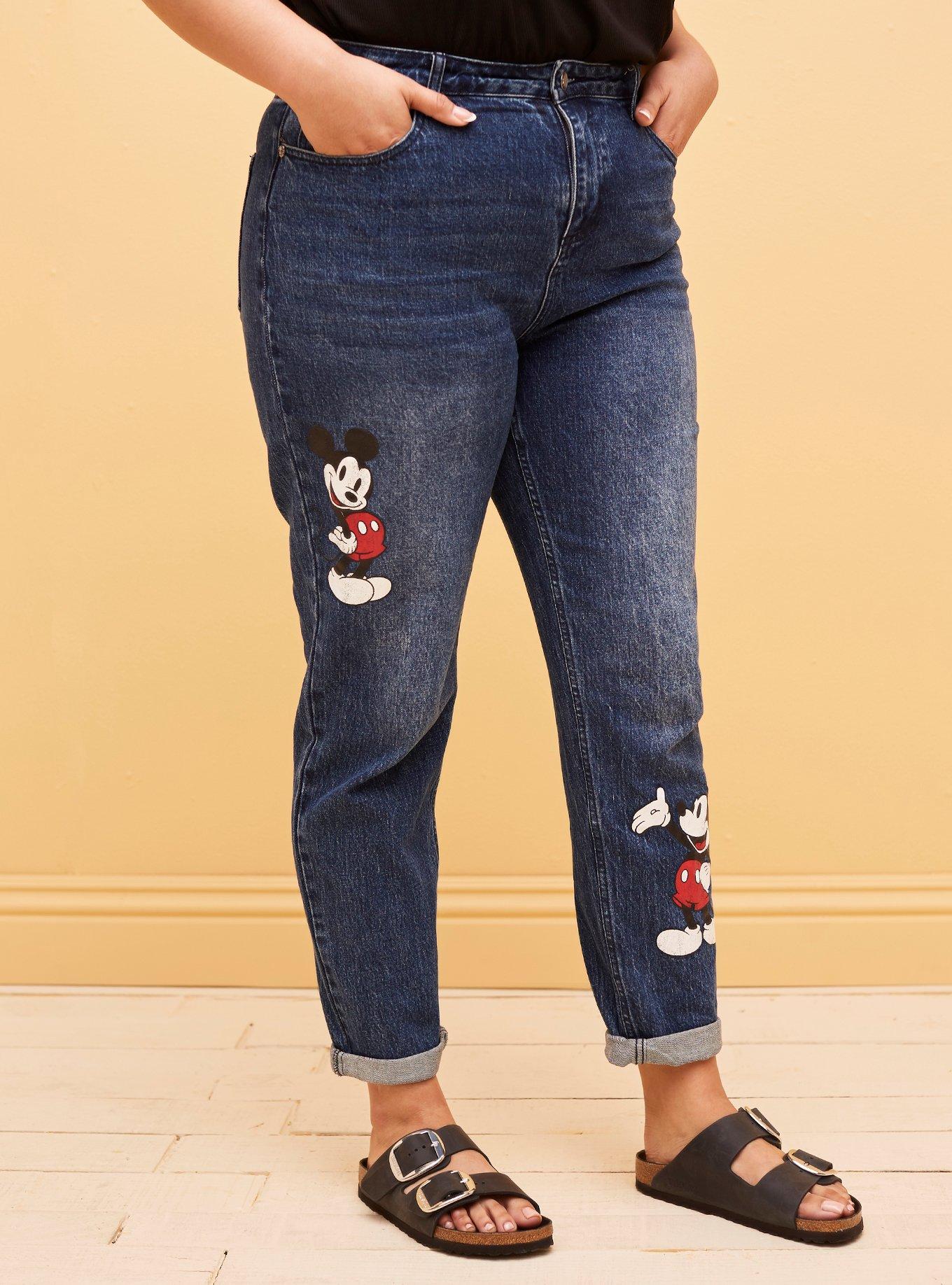 Her Universe Disney Mickey Mouse Dark Wash Mom Jeans Plus Size