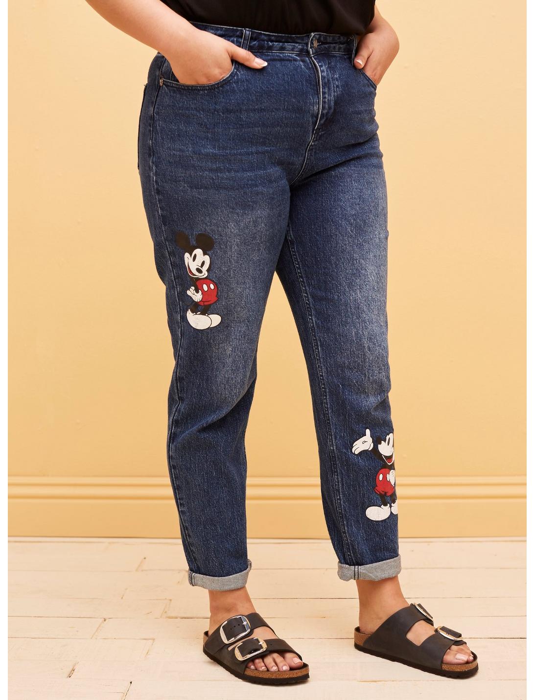 Her Universe Disney Mickey Mouse Dark Wash Mom Jeans Plus Size, DARK DENIM, hi-res