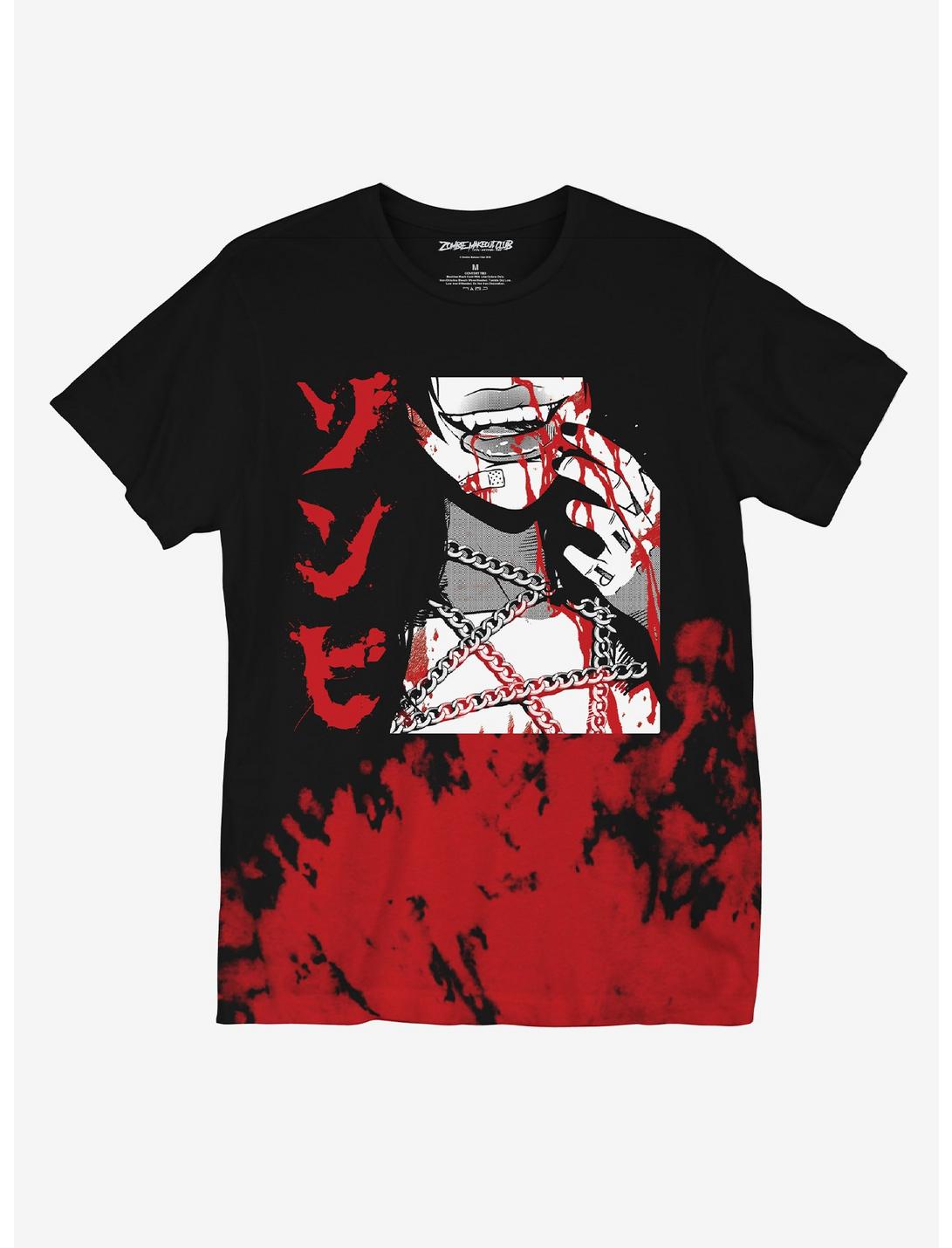 Zombie Makeout Club Bloody Chains Dip-Dye T-Shirt, RED, hi-res
