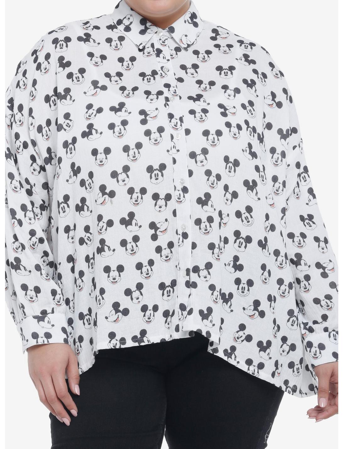 Her Universe Disney Mickey Mouse Long-Sleeve Button-Up Plus Size, OFF WHITE, hi-res