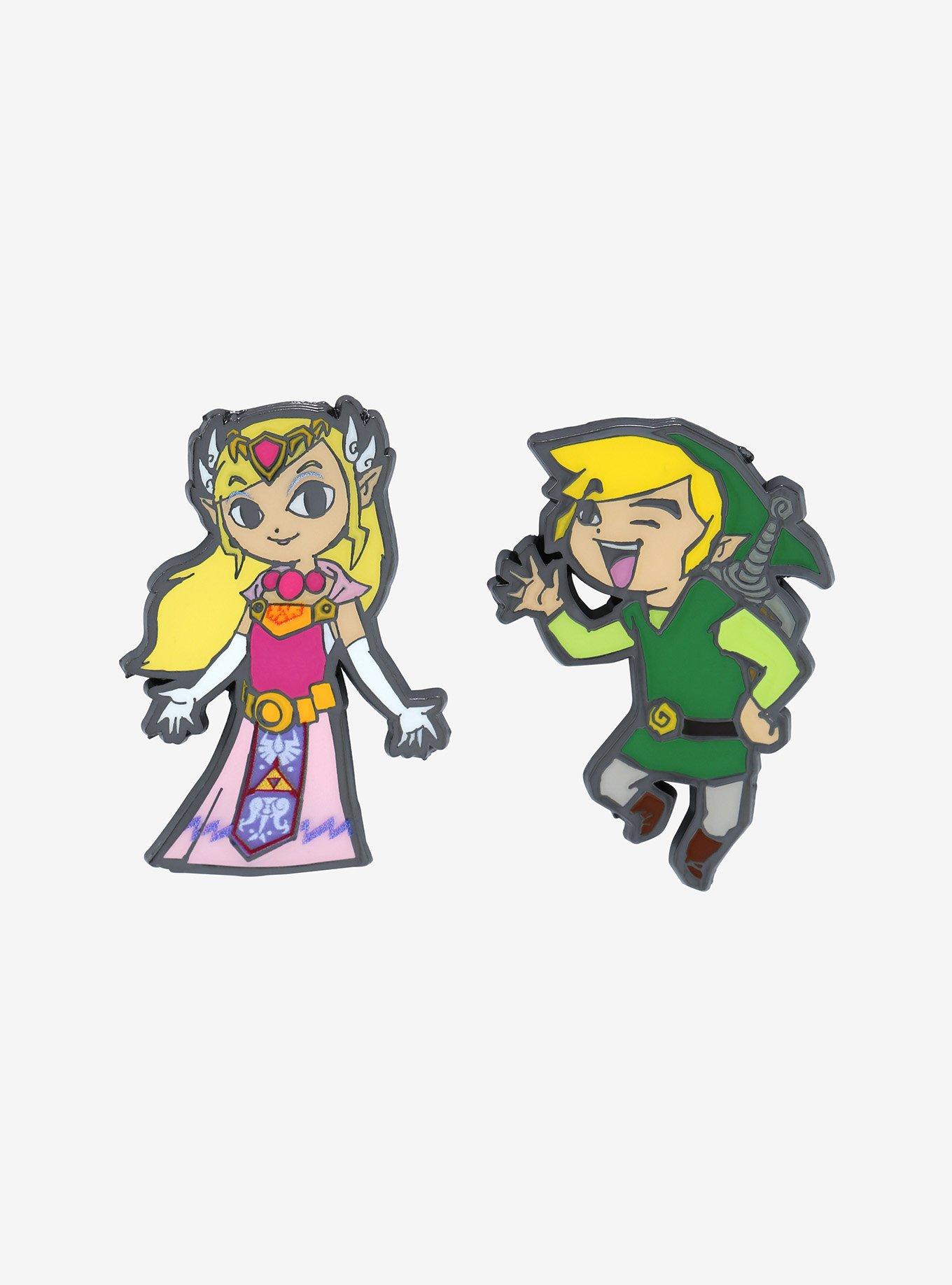 Nintendo The Legend of Zelda Chibi Link & Zelda Enamel Pin Set, , hi-res