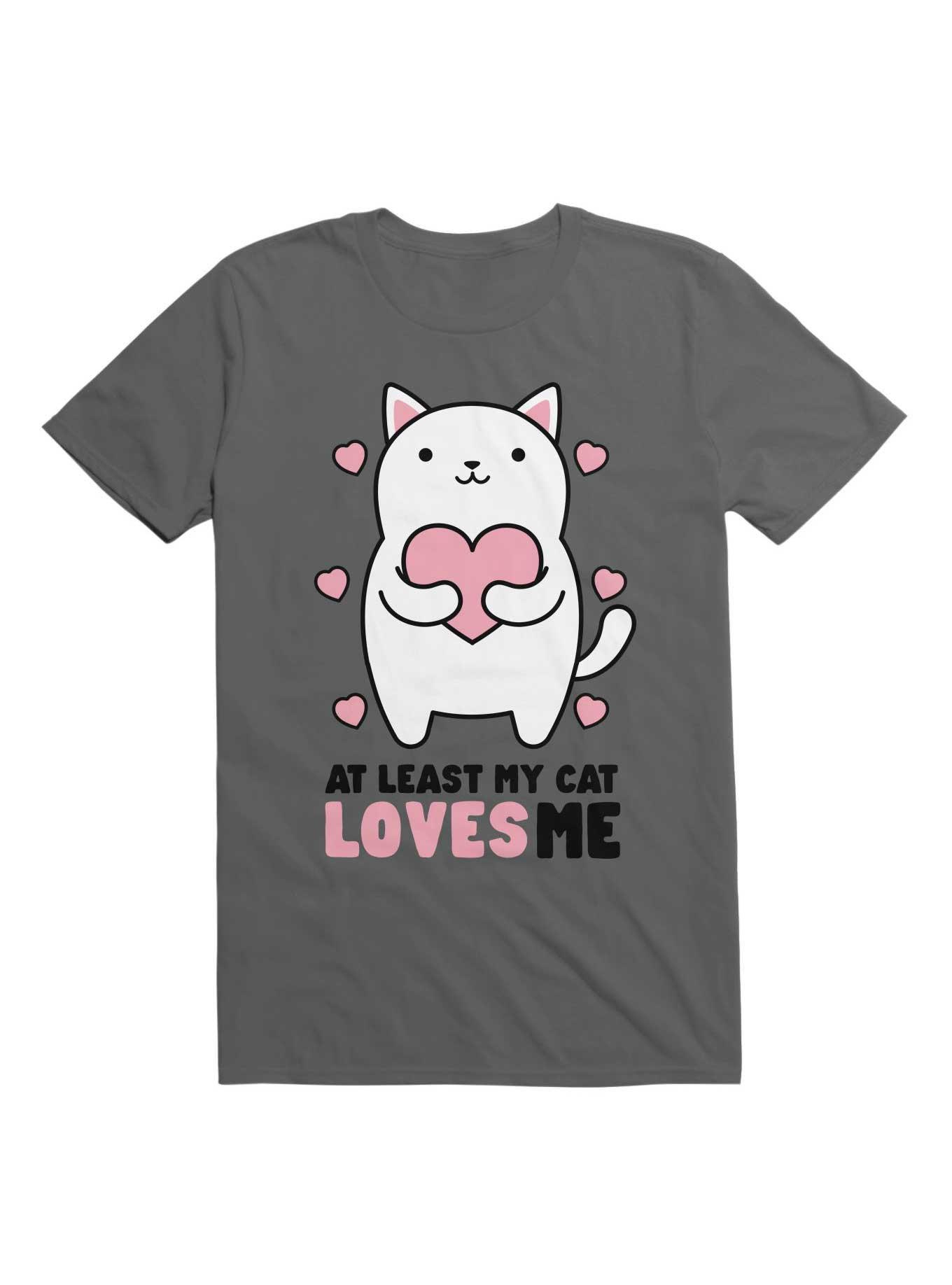 Kawaii At Least My Cat Loves Me T-Shirt, CHARCOAL, hi-res