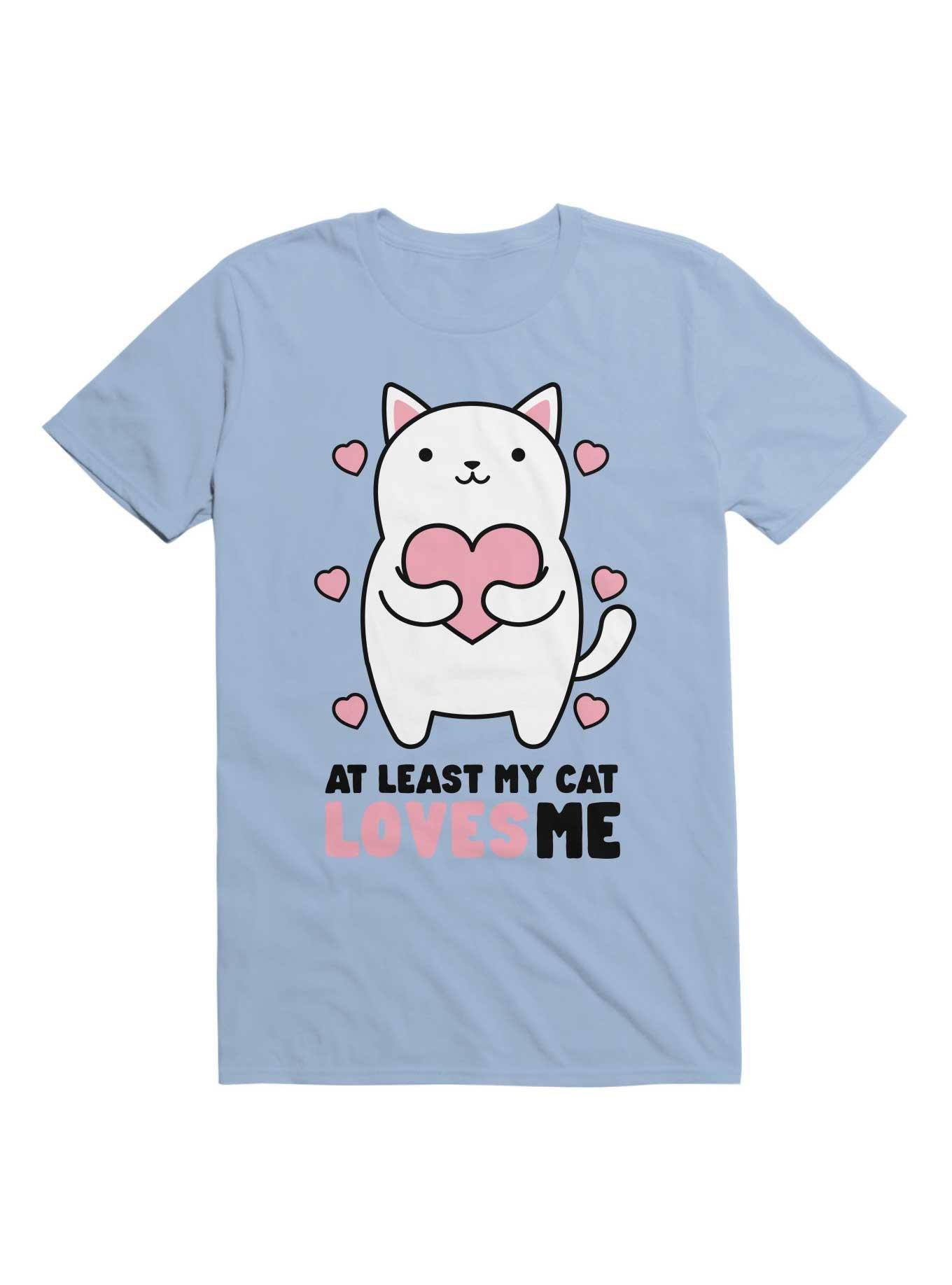 Kawaii At Least My Cat Loves Me T-Shirt, LIGHT BLUE, hi-res