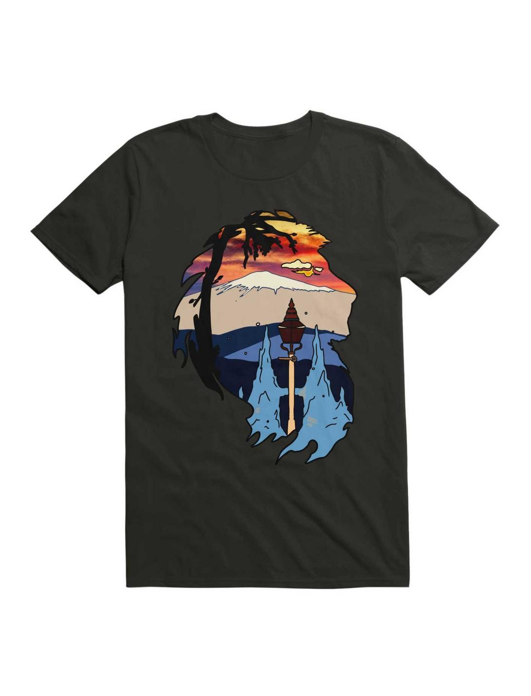 Kawaii Mountain In Frame Lion T-Shirt, BLACK, hi-res
