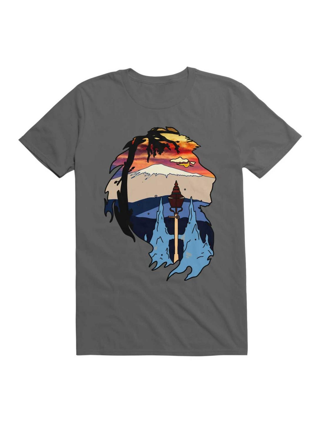 Kawaii Mountain In Frame Lion T-Shirt, CHARCOAL, hi-res