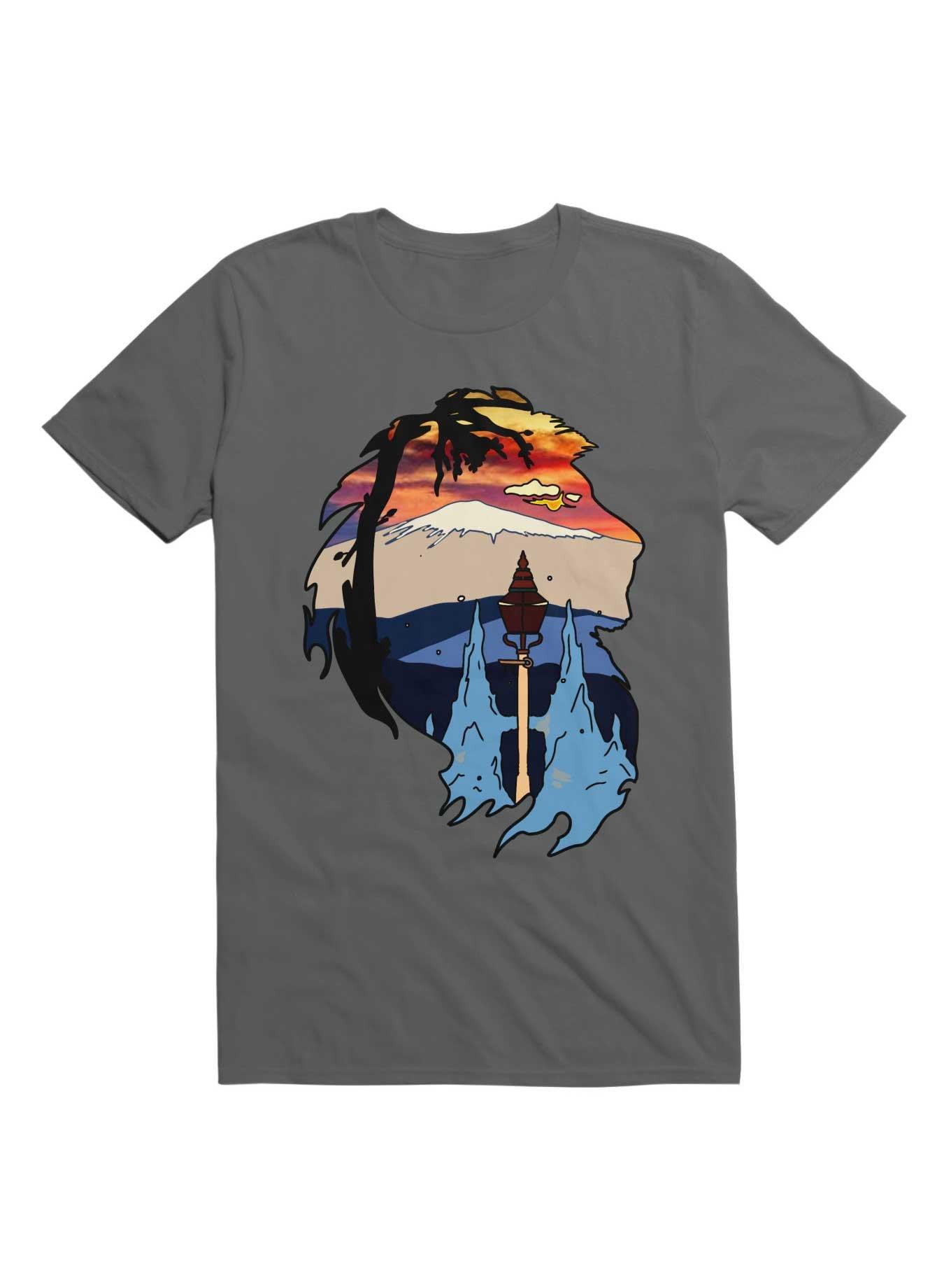 Kawaii Mountain In Frame Lion T-Shirt, CHARCOAL, hi-res