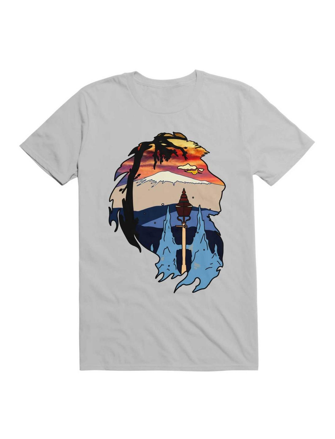Kawaii Mountain In Frame Lion T-Shirt, ICE GREY, hi-res