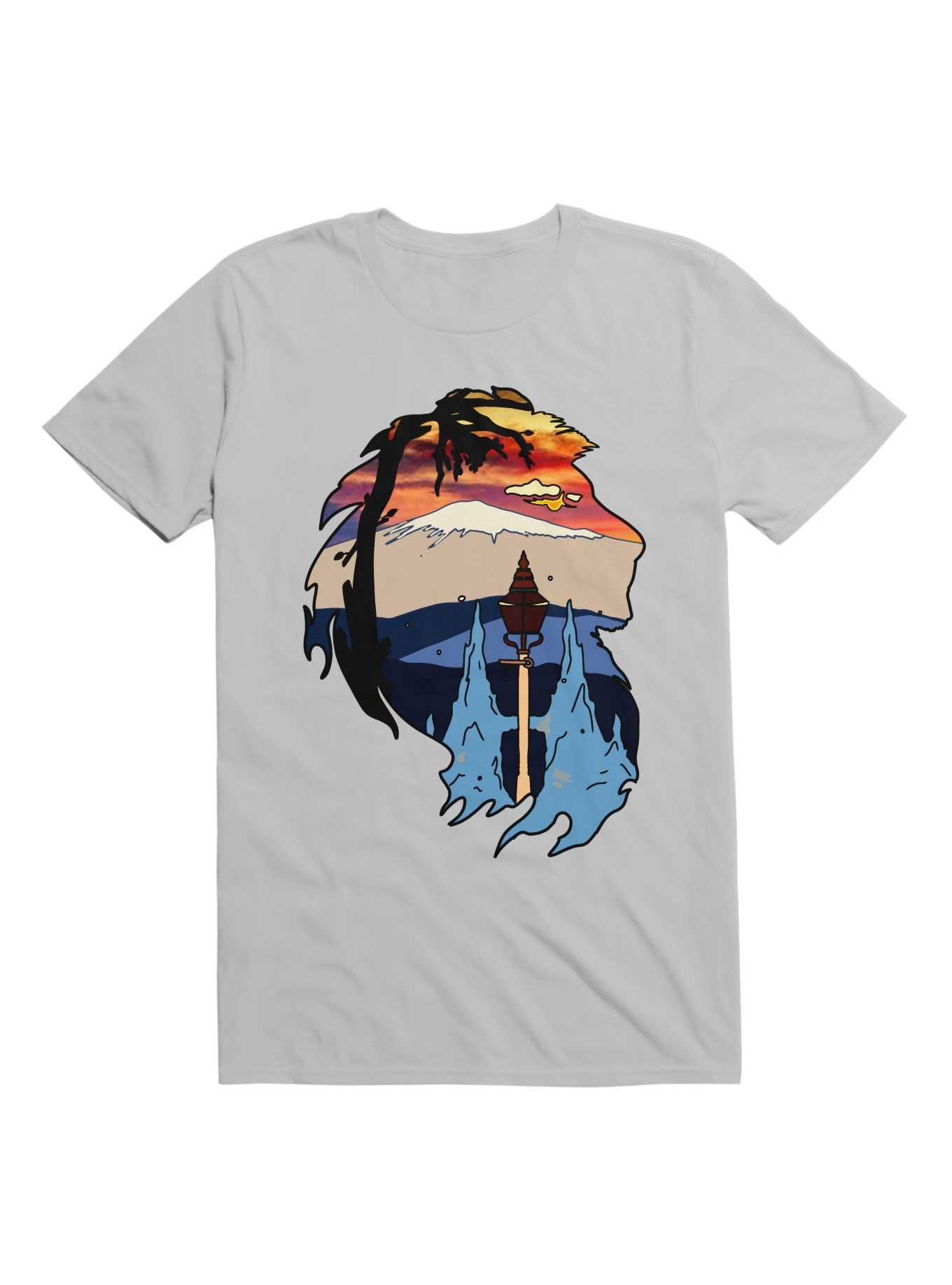 Kawaii Mountain In Frame Lion T-Shirt, ICE GREY, hi-res