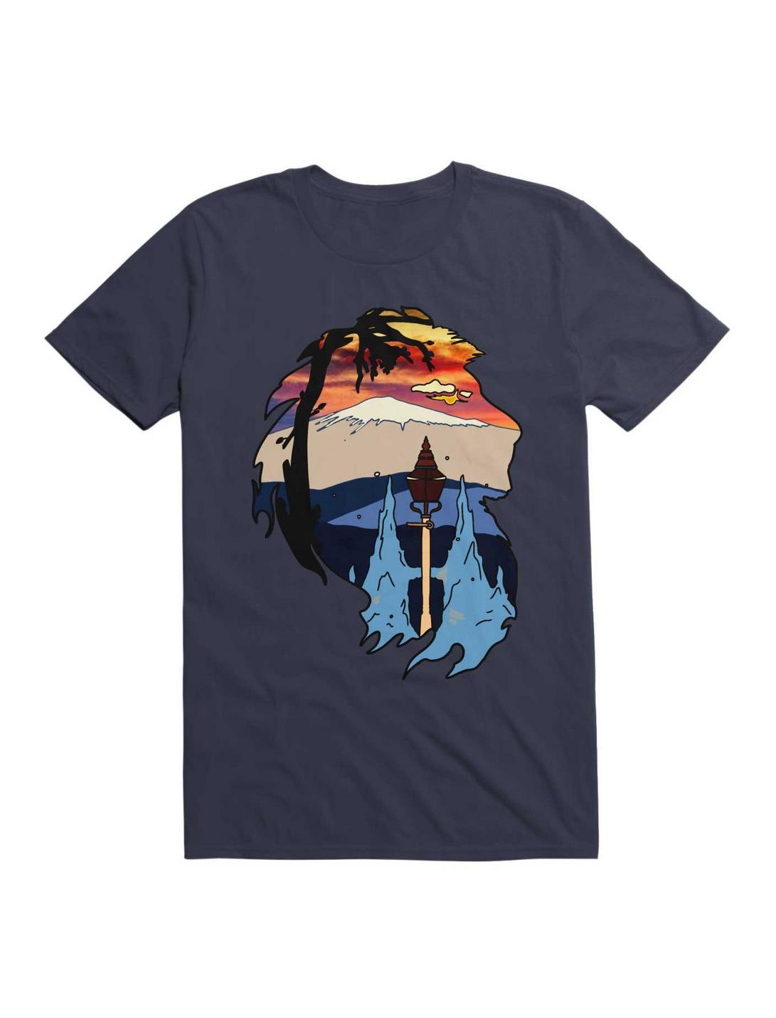 Kawaii Mountain In Frame Lion T-Shirt, NAVY, hi-res