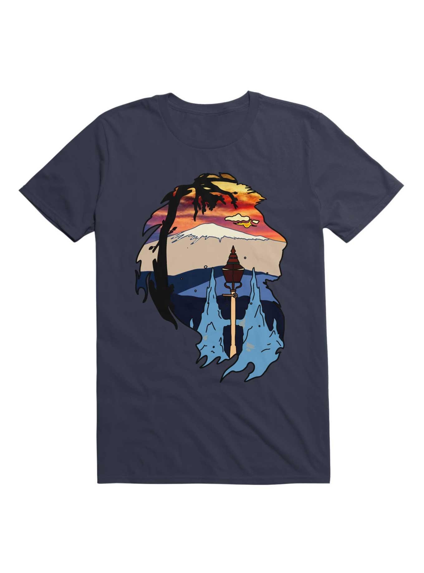 Kawaii Mountain In Frame Lion T-Shirt, NAVY, hi-res