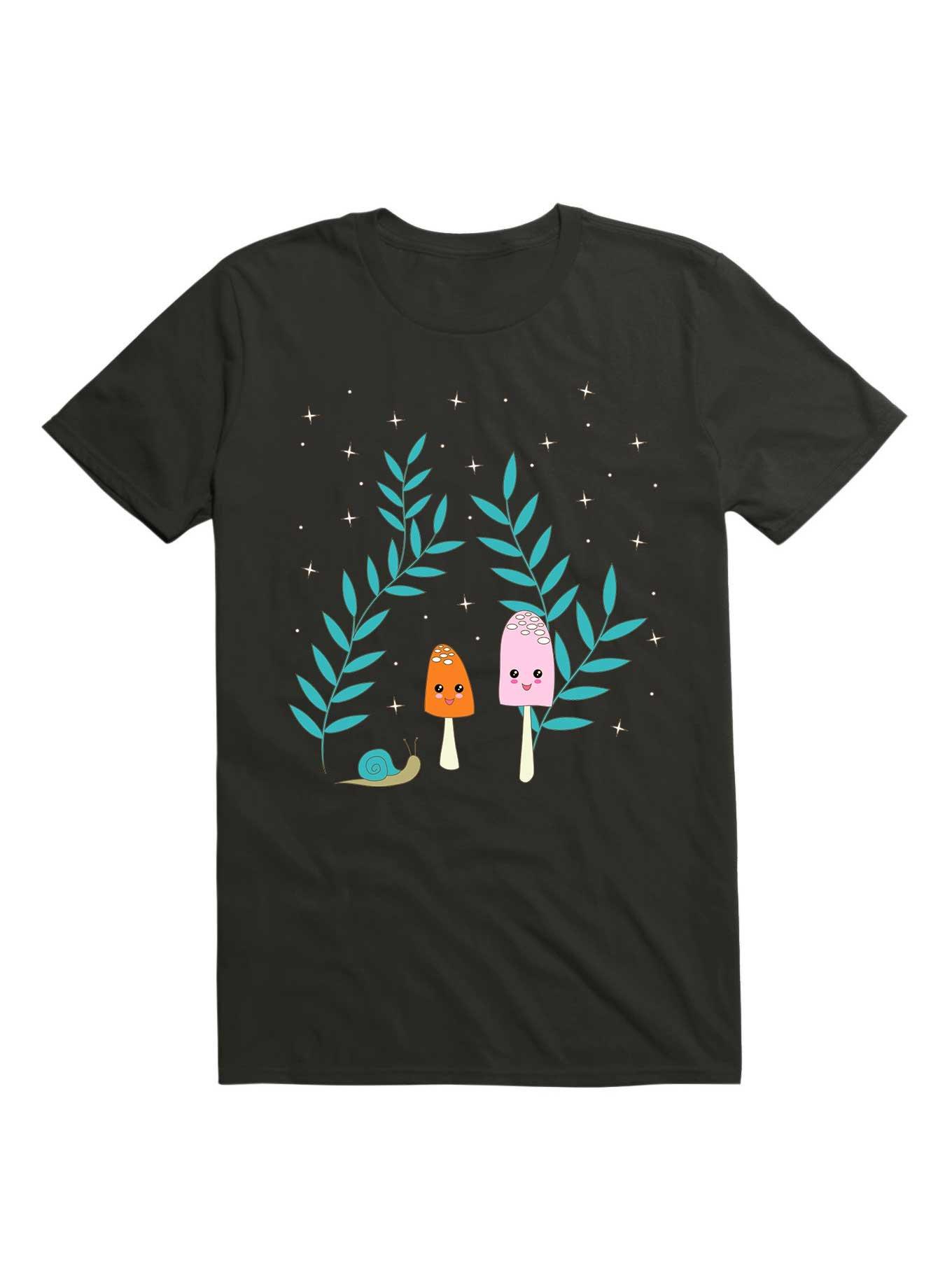 Kawaii Mushrooms In The Forest With Snail T-Shirt, , hi-res
