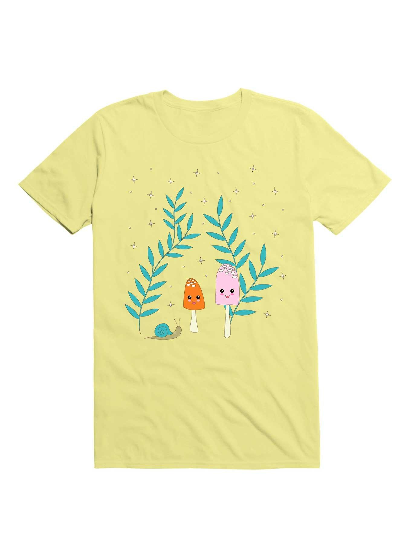 Kawaii Mushrooms In The Forest With Snail T-Shirt, , hi-res
