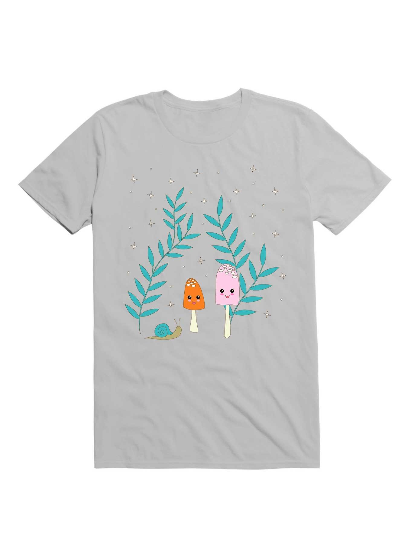 Kawaii Mushrooms In The Forest With Snail T-Shirt, , hi-res