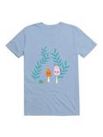Kawaii Mushrooms In The Forest With Snail T-Shirt, LIGHT BLUE, hi-res