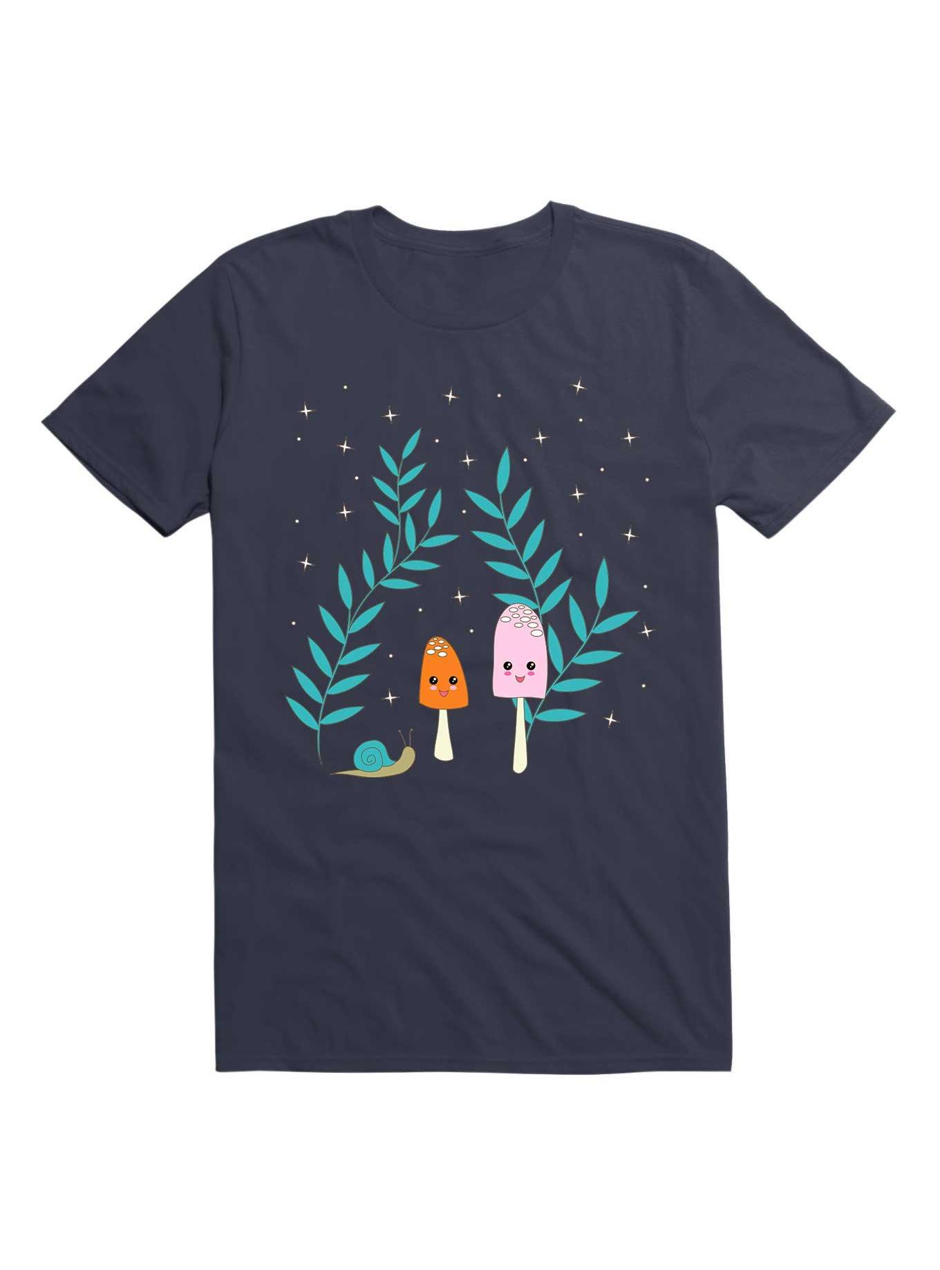 Kawaii Mushrooms In The Forest With Snail T-Shirt, , hi-res