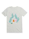 Kawaii Mushrooms In The Forest With Snail T-Shirt, WHITE, hi-res