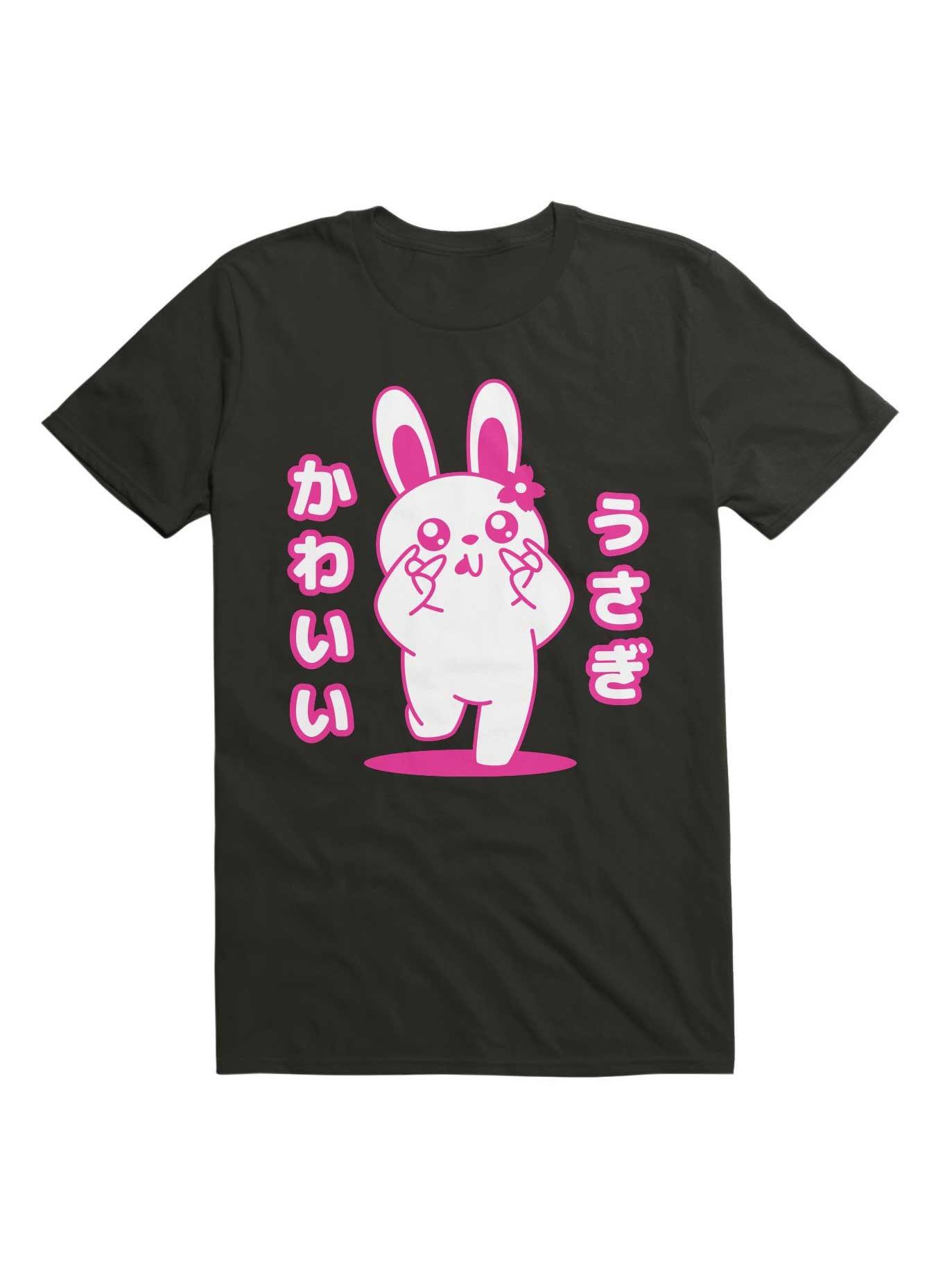 Kawaii Pink Bunny T-Shirt, BLACK, hi-res