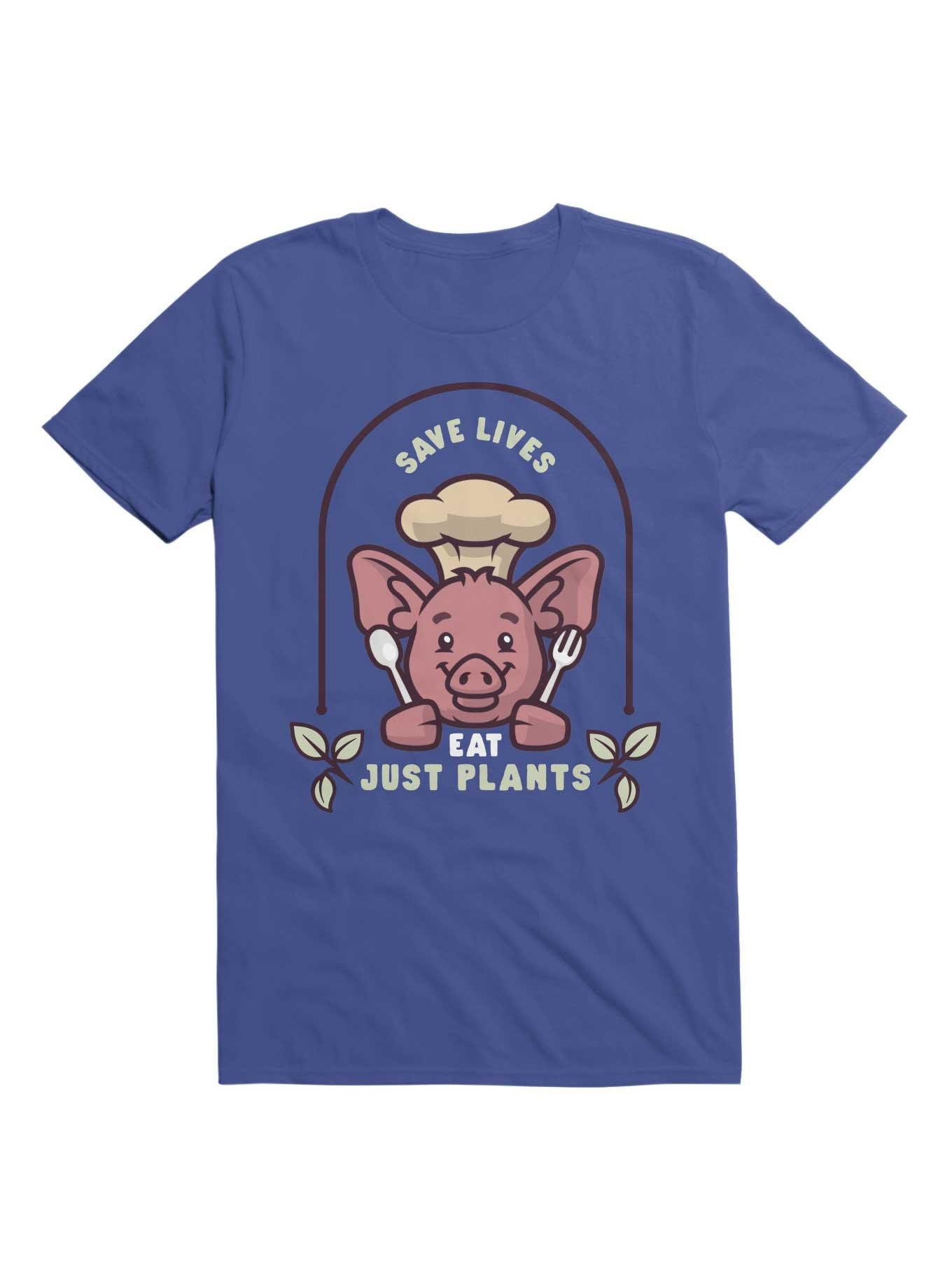 Kawaii Save Lives Eat Just Plants T-Shirt, ROYAL, hi-res