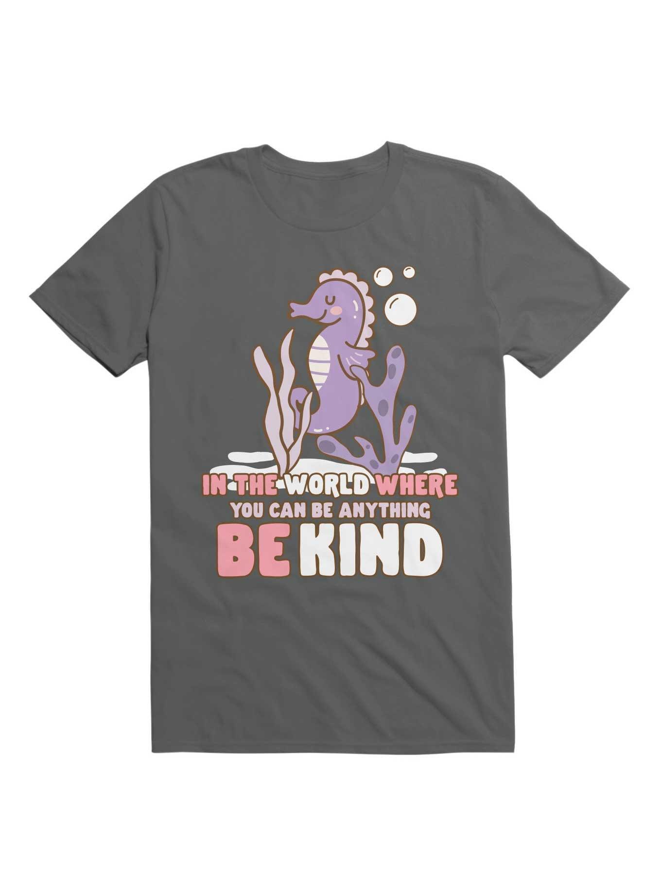 Kawaii In The World Where You Can Be Anything Be Kind T-Shirt, CHARCOAL, hi-res
