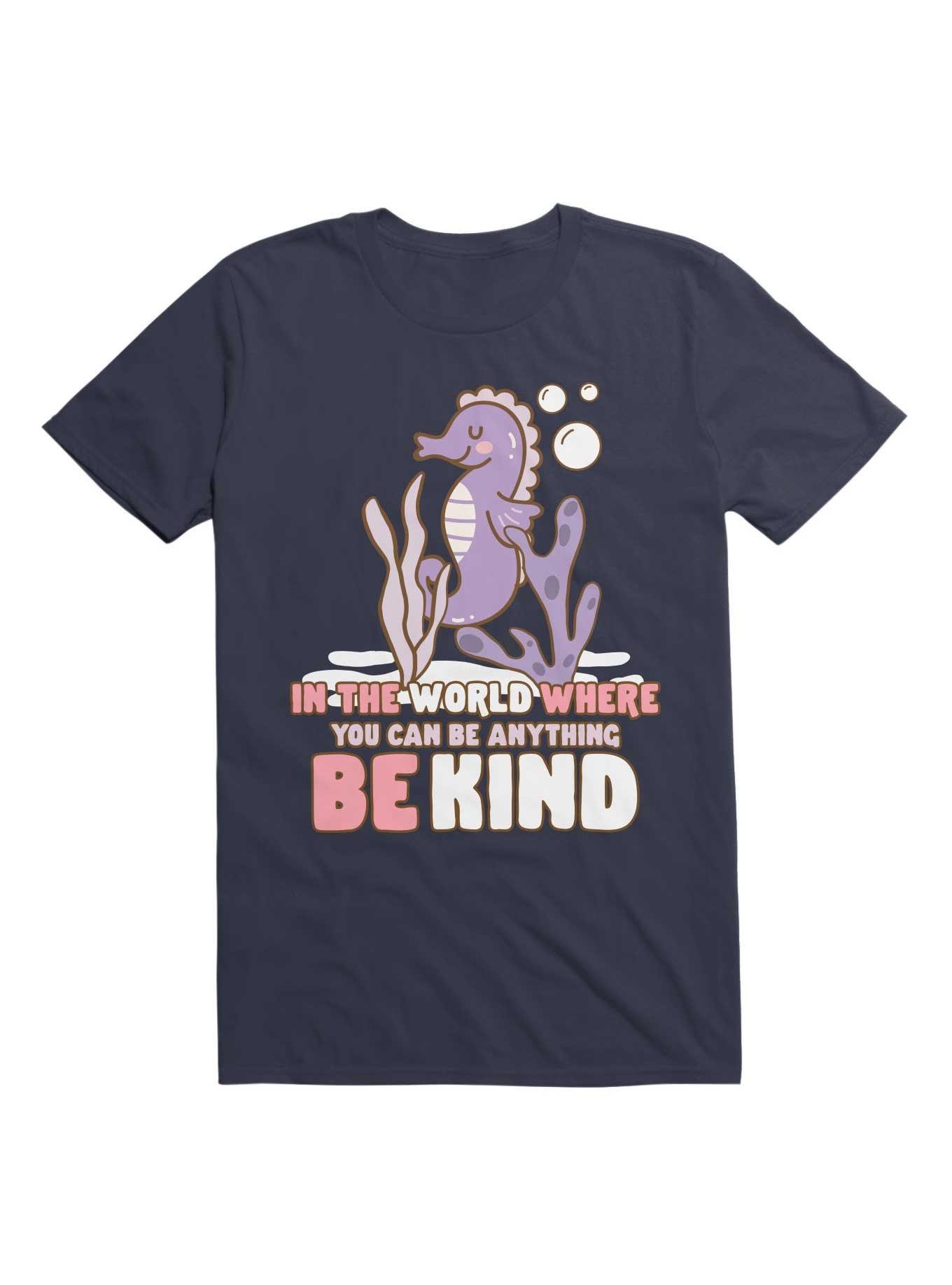 Kawaii In The World Where You Can Be Anything Be Kind T-Shirt, NAVY, hi-res