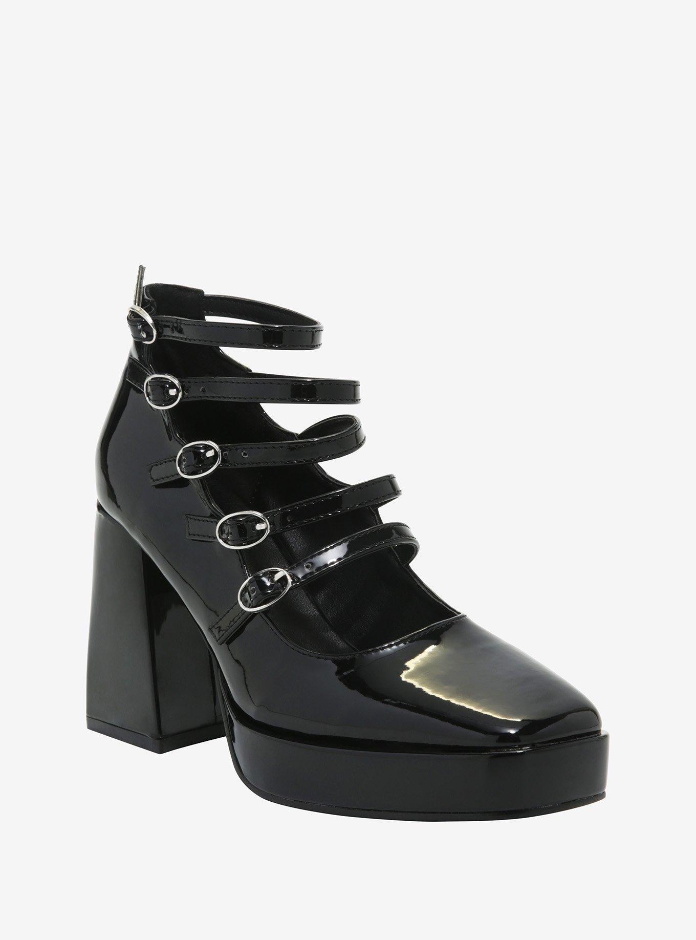 Black Multi Strap Heels, MULTI, hi-res