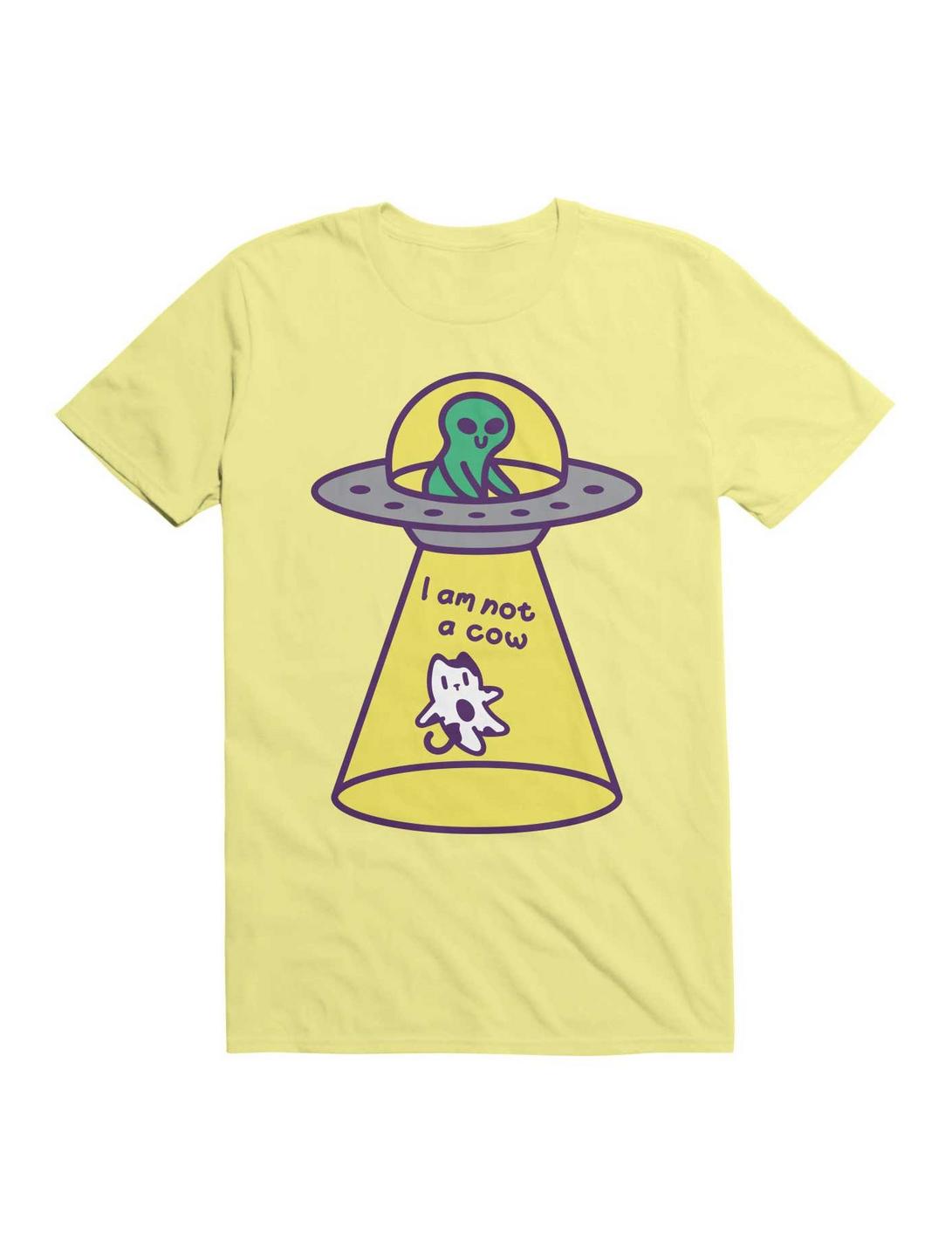 Kawaii Cat Abduction By Alien T-Shirt, CORN SILK, hi-res