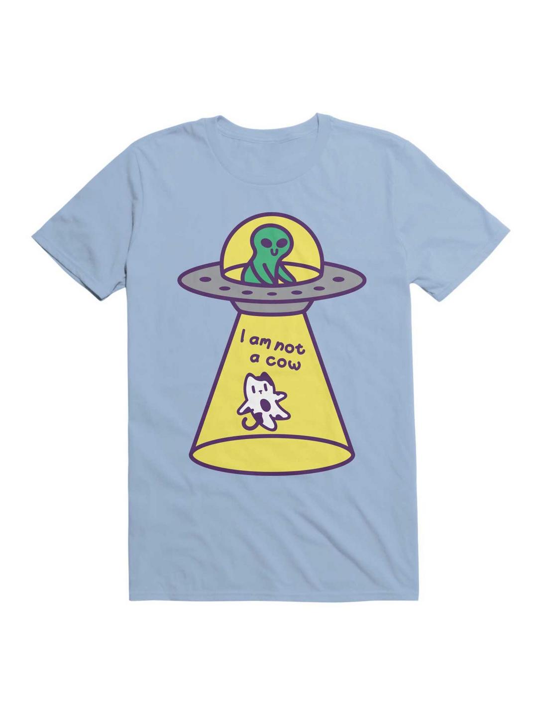 Kawaii Cat Abduction By Alien T-Shirt, LIGHT BLUE, hi-res