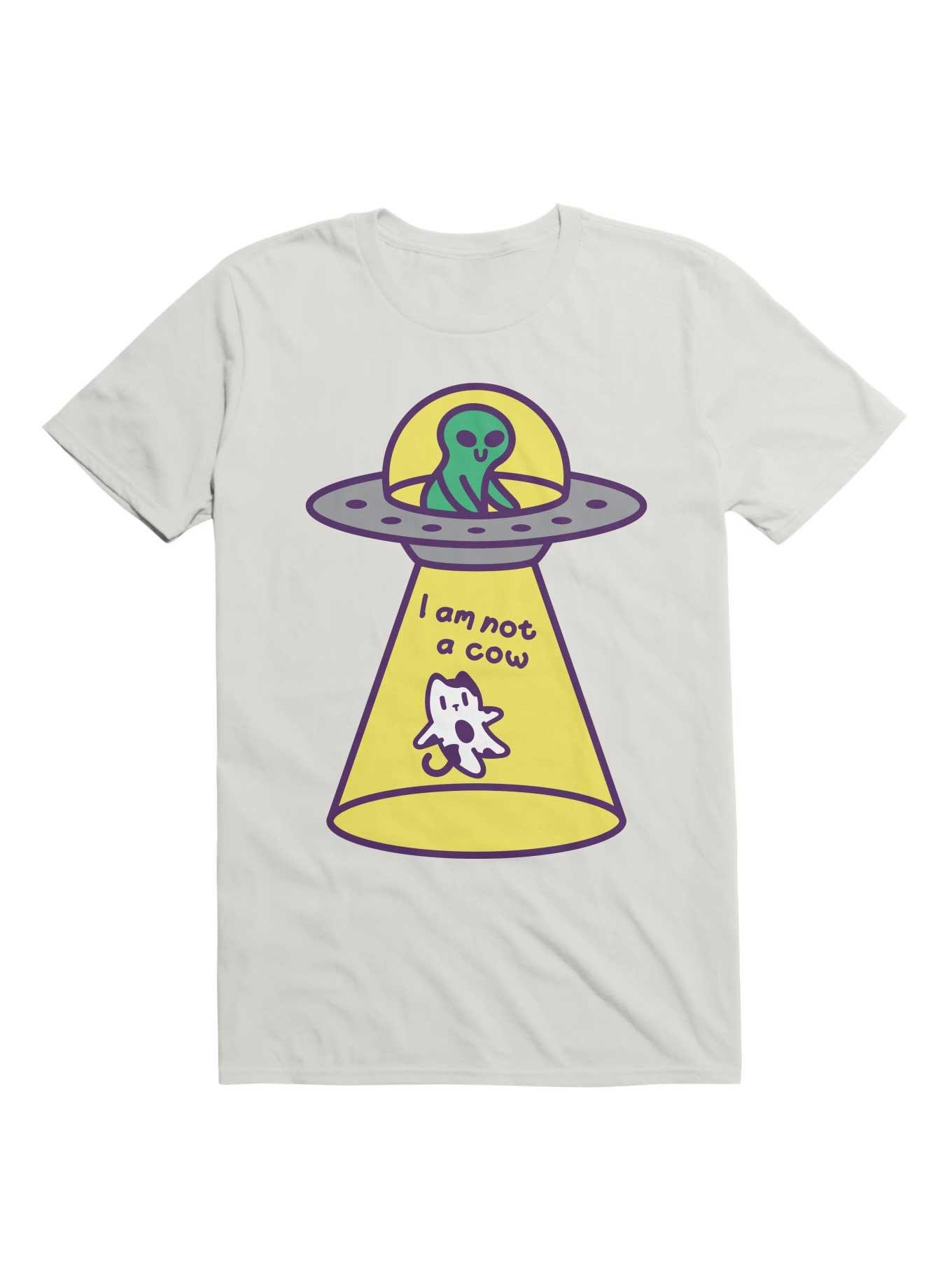 Kawaii Cat Abduction By Alien T-Shirt, WHITE, hi-res