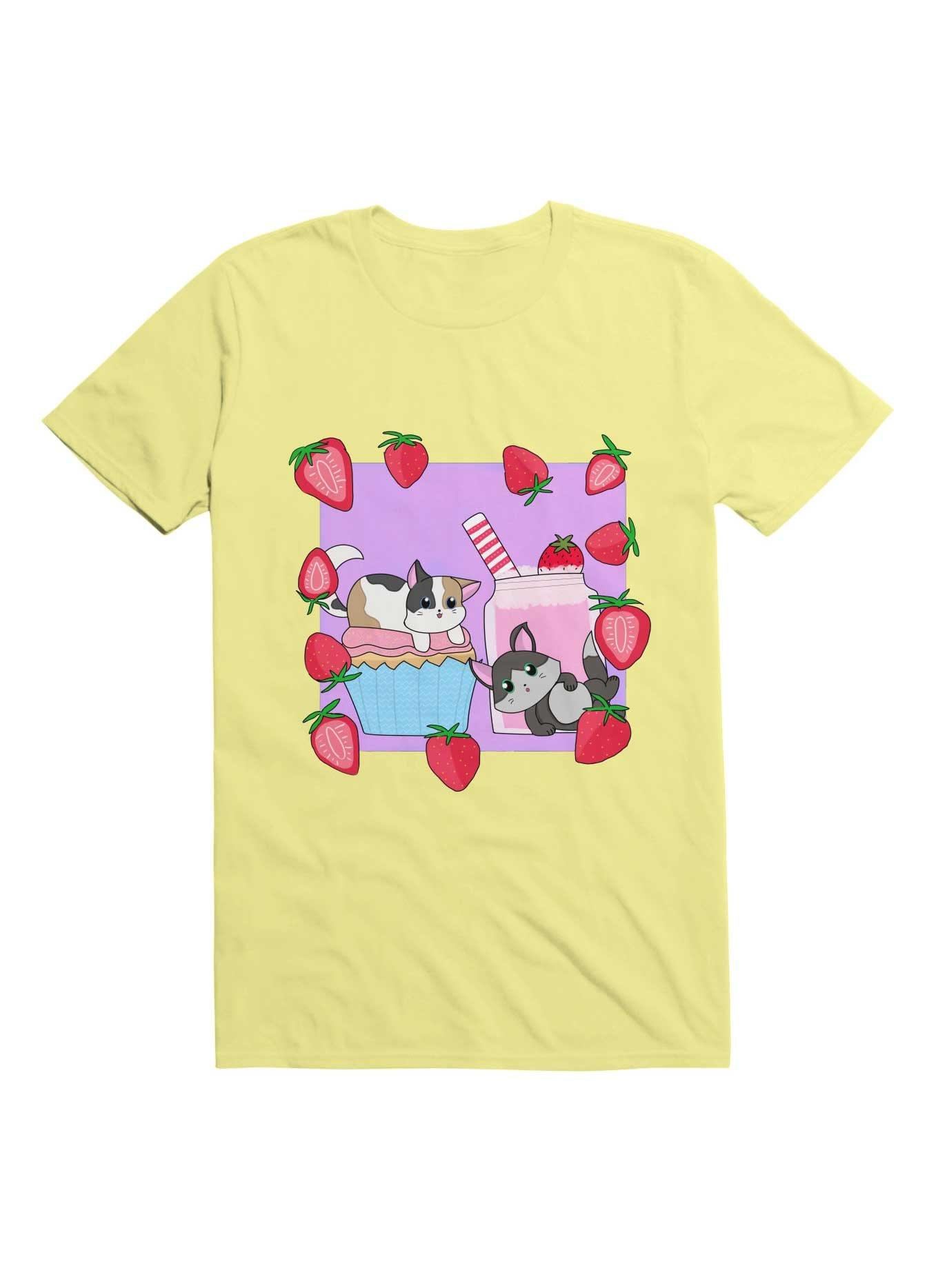 Kawaii Cats and Strawberries T-Shirt, , hi-res