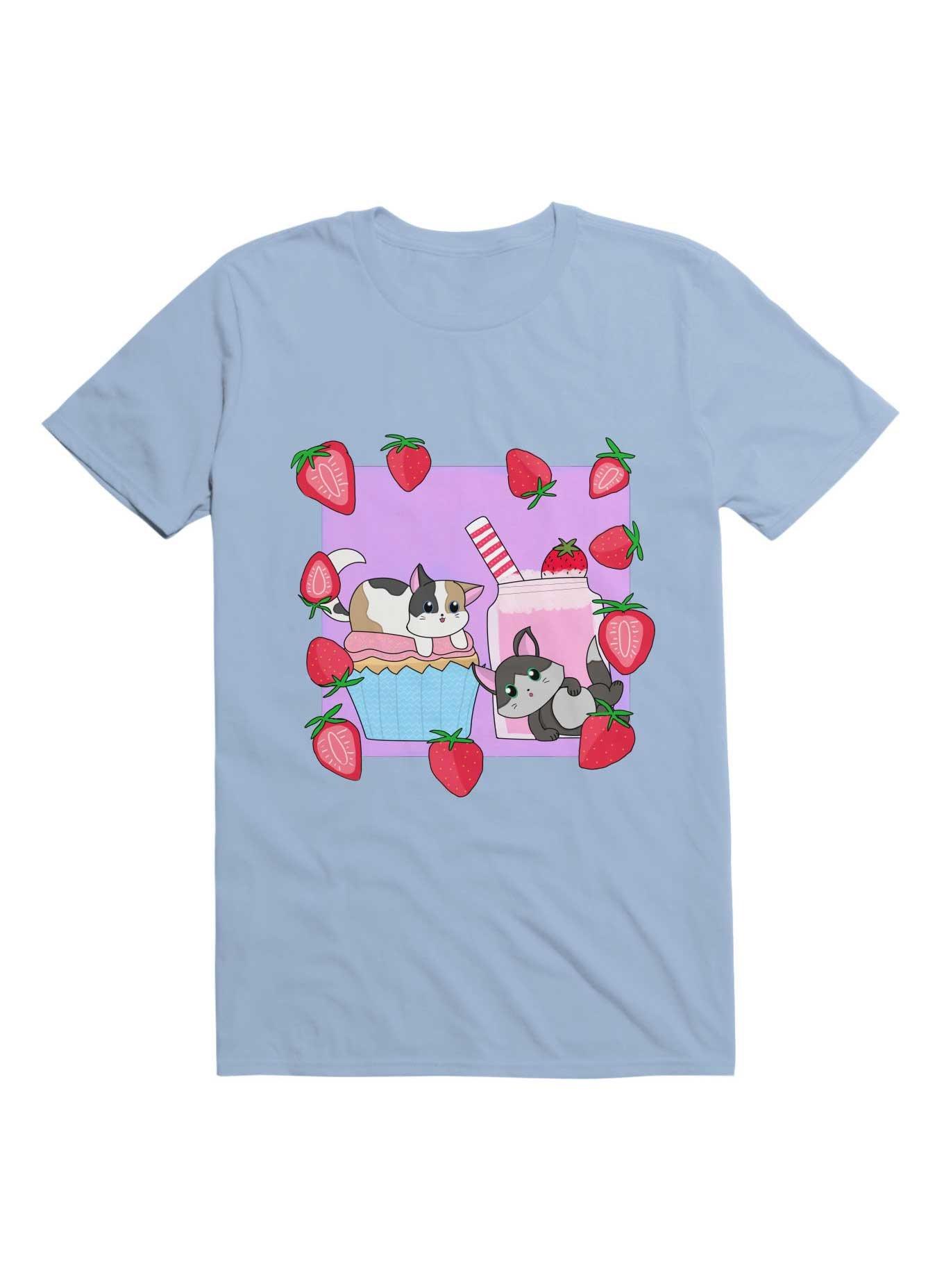 Kawaii Cats and Strawberries T-Shirt, , hi-res