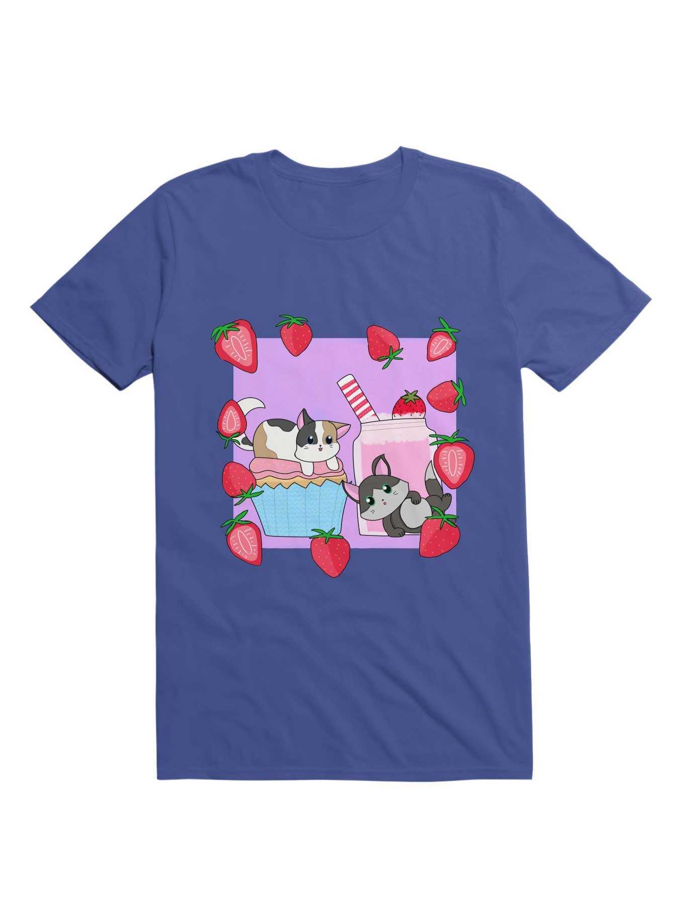 Kawaii Cats and Strawberries T-Shirt, , hi-res