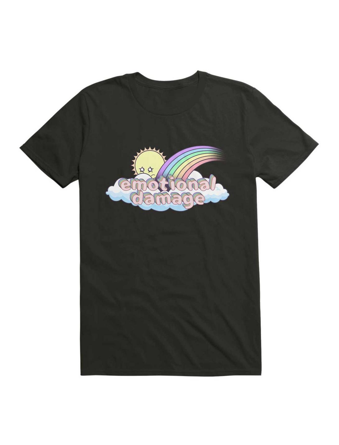 Kawaii Emotional Damage Kawaii Rainbow Sun T-Shirt, BLACK, hi-res