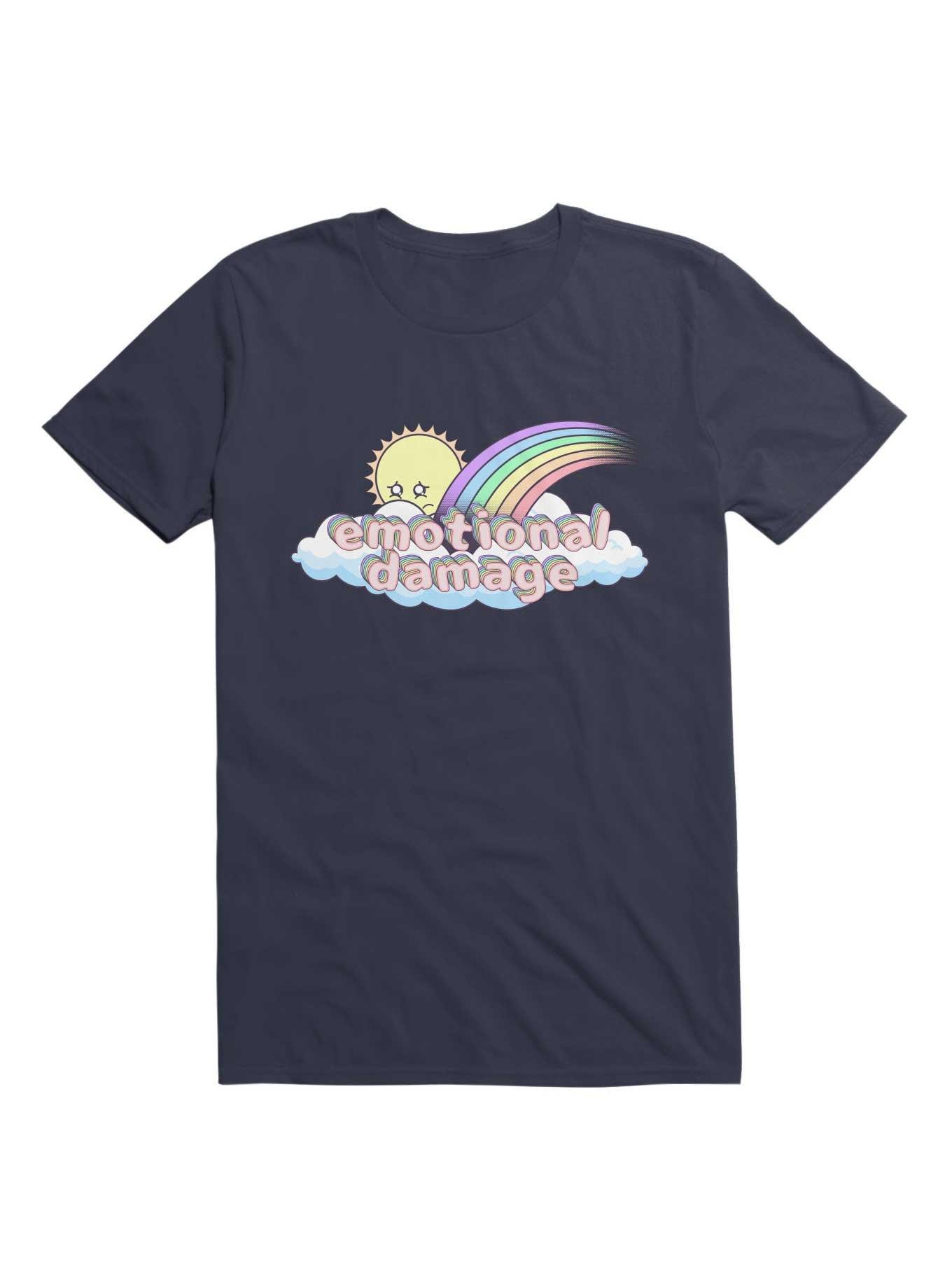 Kawaii Emotional Damage Kawaii Rainbow Sun T-Shirt, NAVY, hi-res