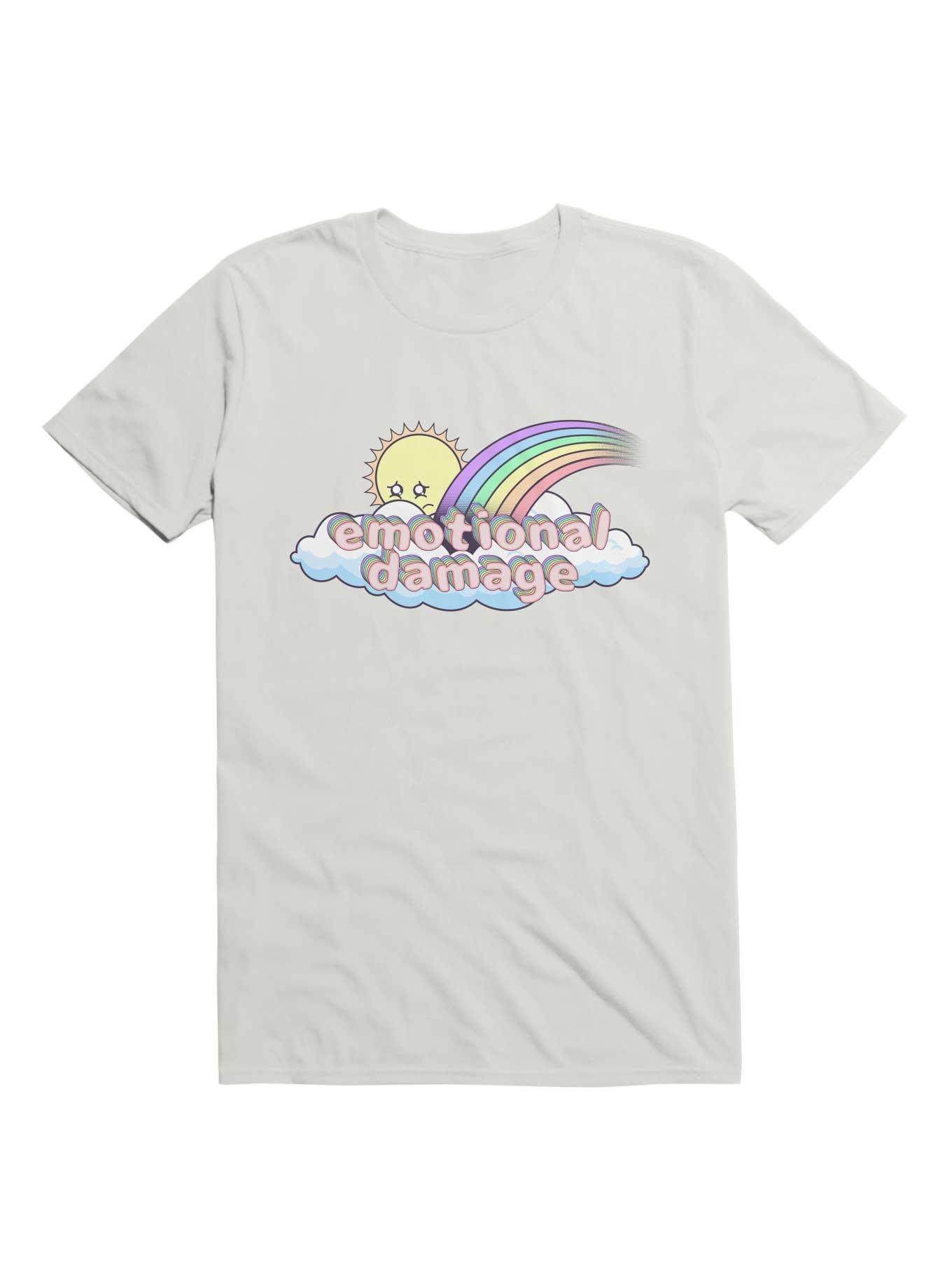Kawaii Emotional Damage Kawaii Rainbow Sun T-Shirt, WHITE, hi-res