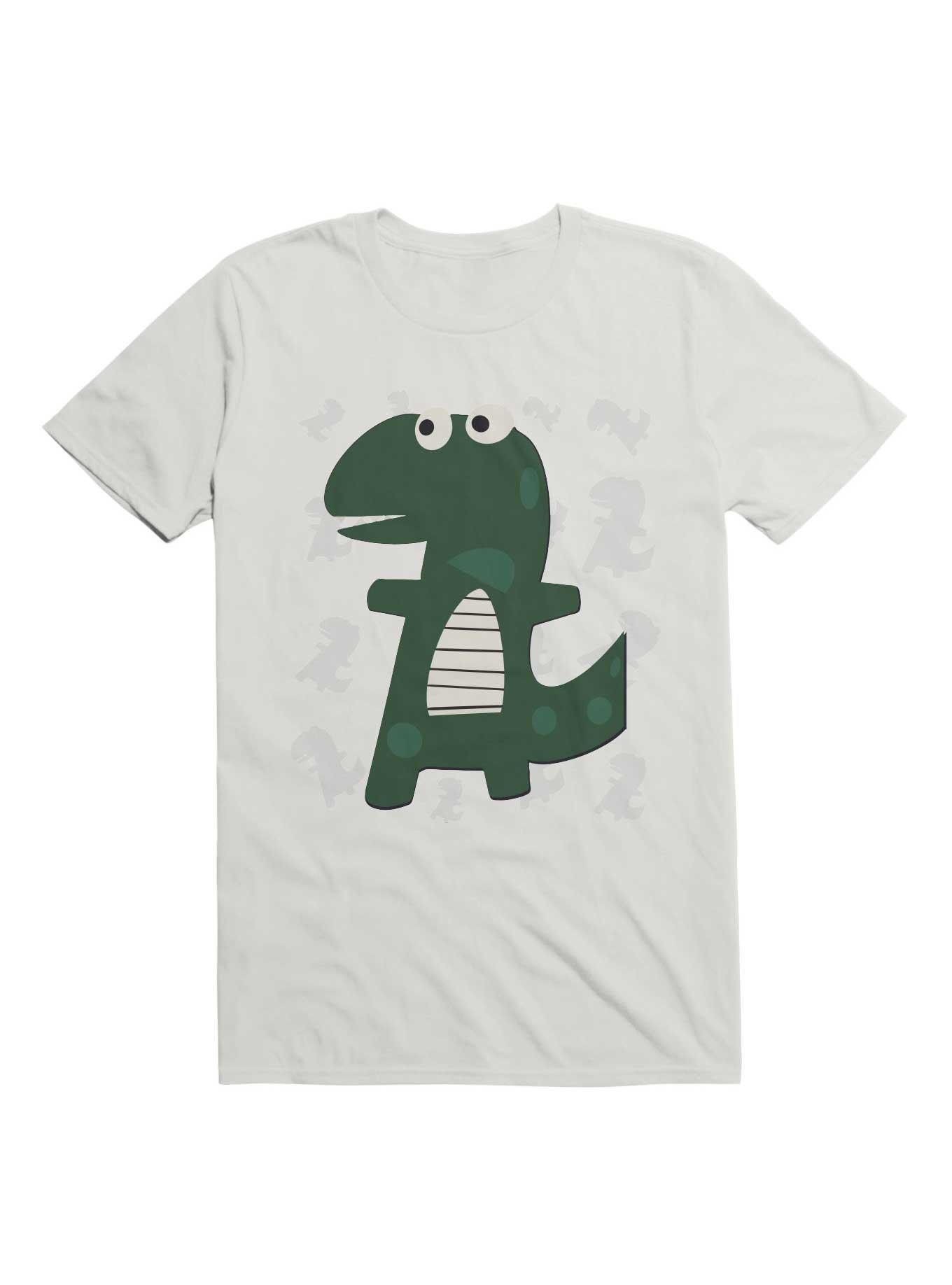 Kawaii Green Dino Kids T-Shirt, WHITE, hi-res